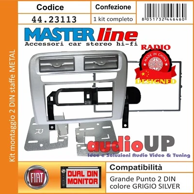 Audiodesign Kit Mascherina Adattatore Per Autoradio Fiat Grande Punto 2005 - Colore Nero, 1 DIN, Made In Italy
