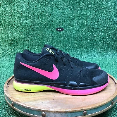 Nike Mens Zoom Vapor RF Roger Federer FlyKnit Sneakers Size 12 Black Blast-Volt • $139.99