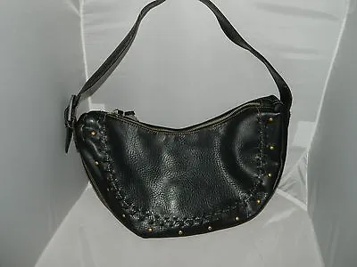 Vintage NINE WEST Black Leather Hobo Handbag Purse - Very Little Wear • $27.50