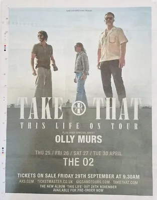 Take That Tour Dates Ad This Life Olly Murs G Barlow Newspap Advert Poster 14x11 • £7.15