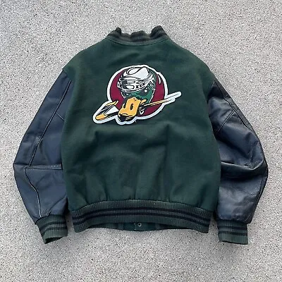 Vintage 90s Quad City Mallards Varsity Bomber Jacket Excelled Size Large • $124.99