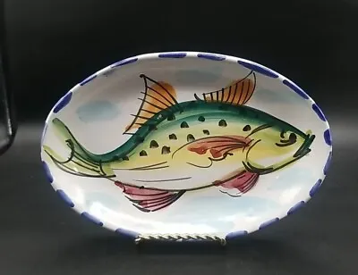 Vintage VIETRI Italy Al Mare Swimming Green Fish Oval 10”x7” Dish / Wall Plate • $34