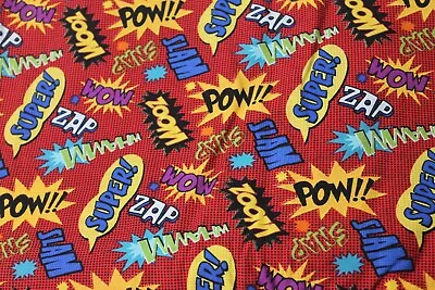 $12.95 • Buy 3.75yds Comic Book Exclamations! Super! POW! WHAMM ZAP Zoom SLAM NEW Cotton, 45 