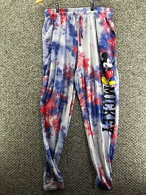 Disney Mickey Mouse Pajama Pants Tie Dye Multicolor Mens Sz L Pockets • $7.99