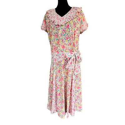 Vintage Diane Freis 1980's Resort Wear Floral Colorful Pleated 2 Piece Set • $95