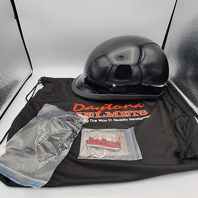 DOT Approved Daytona Half Skull Cap Motorcycle Helmet High Gloss Black SZ M • $29.99