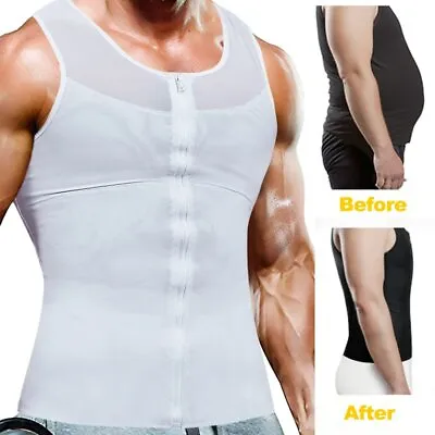 Men Compression Shapewear Slimming Body Shaper Vest Waist Trainer Tank Top Shirt • $18.79