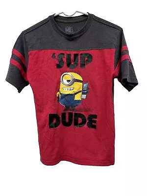Despicable Me Graffic T Shirt Size L (10-12) Gray Red Short Sleeves’s • $7.47