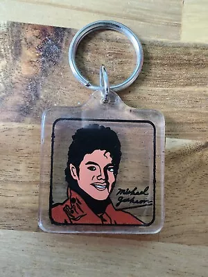 Vintage Michael Jackson Keychain 1980s Cartoon Caricature Clear • $5