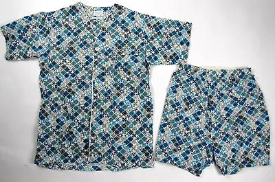 Vtg 1960s Mens 2Pc Pajama Shirt Shorts Cabana Set Hollywood VLV Mod Sz B 50s 60s • $68.50