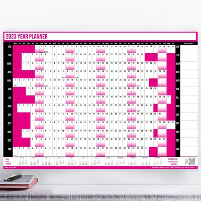£2.99 • Buy 2023 A1 - A2 Full Tear Wall Planner PINK Calendar JAN - DEC *** Home Office Work