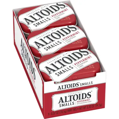 Altoids Smalls Peppermint Breath Mints 0.37 Ounce Tin Pack Of 9 • $14.72