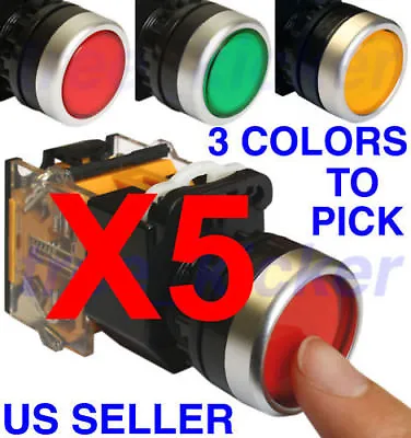 Push Button RED GREEN YELLOW Switch Momentary On/ OFF Heavy Duty Push Button X5 • $24.99