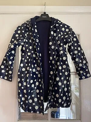 Girls Blue Spotty Coat Mothercare Age 7-8 Years • £5