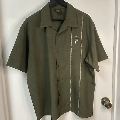 Steady Classics SS Shirt Mens XL Olive Green Button Up Bowling Rockability USA • $25