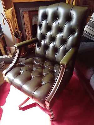 £75 • Buy  Chesterfield Vintage Italian Green Leather Captains Office Chair