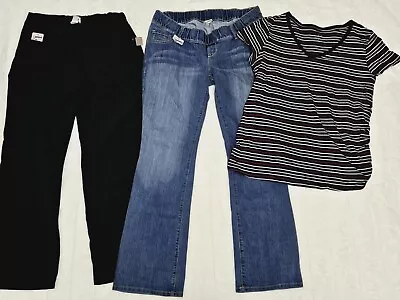 Maternity Lot Jeans Black Pants Shirt  XL - Size 14 Boot Cut Jeans FREE SHIPPING • $35