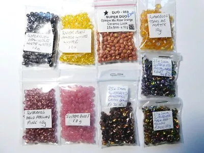 Lot 212:SuperDuo Czech 2 Hole Beads 9 X 10g Packs Inc Crystal Magic 90g Total  • £12