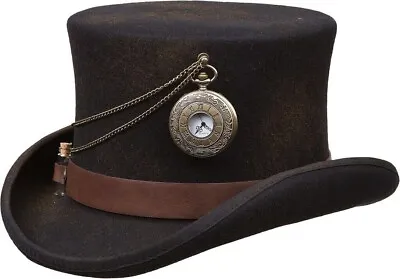 Kenny K Steampunk Top Hat Handmade With Clock Bullets Glass Vial Wool WFBC • $105.58