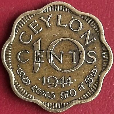 Ceylon - 10 Cents Coin - 1944 (GY3) • £1.99