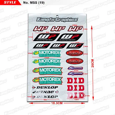 WP MOTOREX Sponsor Stickers Vinyl Decals Sheet Graphics Car Motorbike Front Fork • $15.95