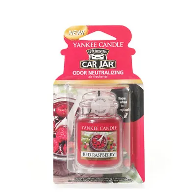 Yankee Candle Car Jar Air Freshener Freshner Fragrance Scent - RED RASPBERRY • £5.99
