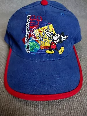 Vintage 90s Walt Disney World Mickey Mouse  Snapback Adjustable Hat Cap Blue • $14.95