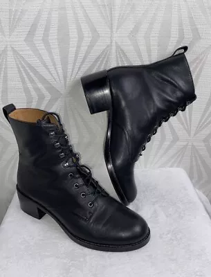 Madewell Patti Lace Up Leather Boots Black SZ 9 • $100