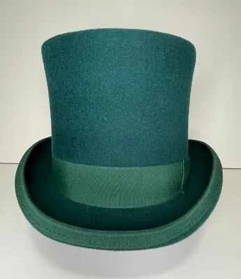 RETRO Wool Felt Men Top Hat Victorian Topper Tuxedo 6  Tall | Green | M L XL • $39.99