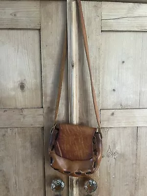 Vintage 70’s  Tooled Leather Satchel Mini Bag • $35