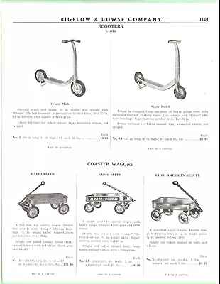 B&D VTG 1952 Catalog Page Radio Flyers Scooters Coaster Wagons Bicycle Lights • $12