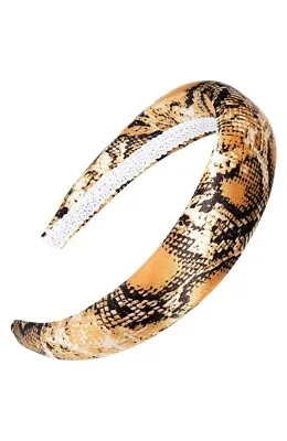 France Luxe L. Erickson Wide Soft Padded Python Snake Headband Brown Cream • $18