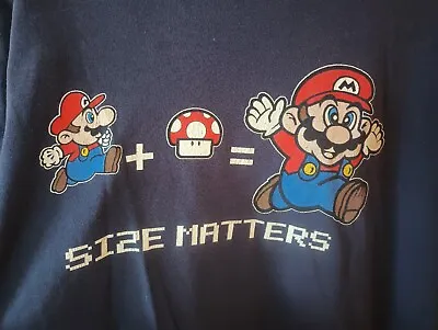 Mario Size Matters XXL T Shirt Nintendo Mushroom Mario Bros. • $19.99