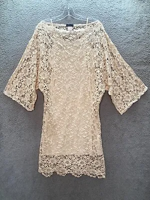 Venus Crochet Dress Women's Size S Beige Sheer Lightweight Feminine Sexy Lace • $23.76