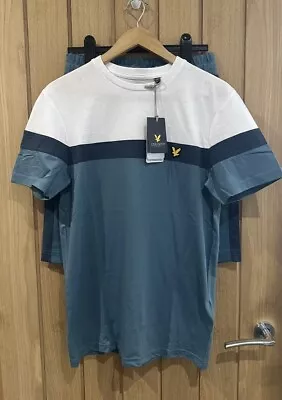 Men’s Lyle &scott Shorts And T-shirt Set White/Navy/Nebula Small RRP £85 #T6 • £35