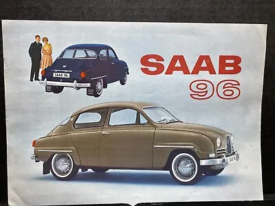 Original Car Dealership Brochure Vintage Saab 96 2 Door From Sweden Brown • $10