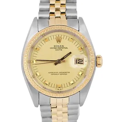 RSC Rolex Oyster Perpetual Date CHAMPAGNE Two-Tone Gold Steel JUBILEE 34mm 1505 • $3993.93