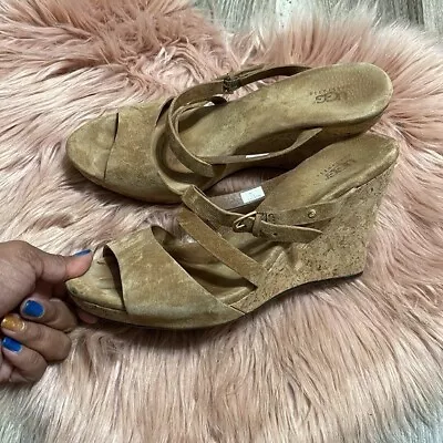 Ugg Tan Suede Wedge Sandals Size 7 • $35