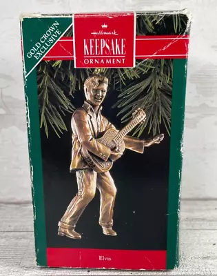 Hallmark Keepsake Ornament Elvis Presley 1992 Brass Plated Guitar Rock N Roll • $12.95