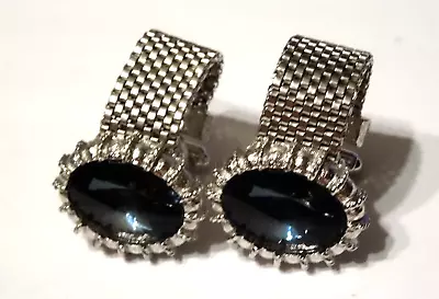 Dante Cufflinks ~ Beautiful Dante Gold Mesh With Blue Green Stone Cufflinks • $10.99