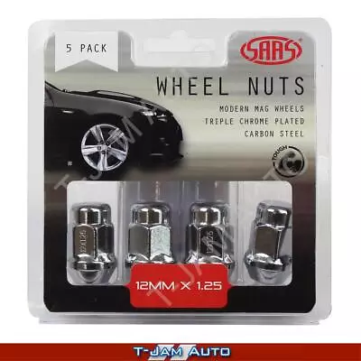 SAAS Wheel Nuts Bulge 12x1.25 Chr 35mm 1x5PK For Nissan Nomad 1987+ • $21.95