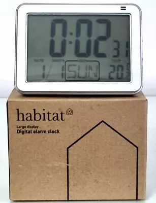 Habitat Silver LCD Display Digital Alarm Clock & Temperature Display. • £7.99