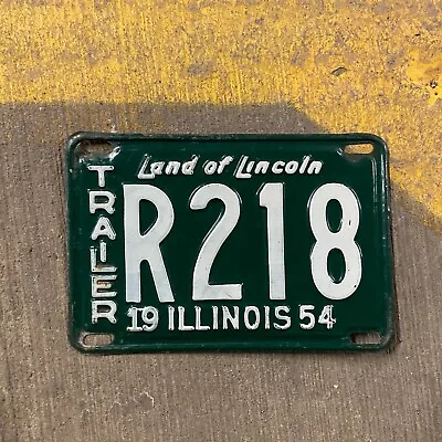 1954 Illinois TRAILER License Plate Auto Garage Low Number Three Digit R 218 • $109.49