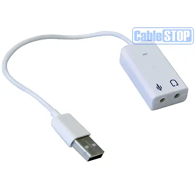 USB Sound Adapter To 3.5mm Mini Jack Audio & Microphone Mic For Skype PC Laptop • £4.95