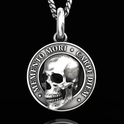 Gothic 925 Silver Skull Necklace Punk Women Men Party Band Jewelry Gift • $2.84