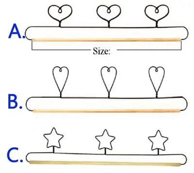 Wire Craft Quilt Hanger With Hearts Or Stars On Top & Wood Dowel  22  (56cm) • $8.32