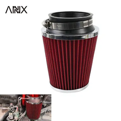3  76mm High Flow Inlet Dry Air Filter Cold Air Intake Cone Replacement Red • $13.85