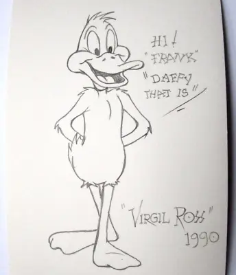 VIRGIL ROSS Signed DAFFY DUCK 1990 Warner Brothers ORIGINAL Cel Art DRAWING • $408.75