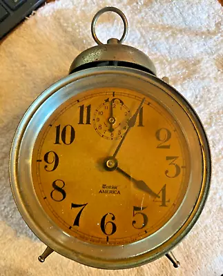 WESTCLOX AMERICA PEG LEG Alarm Clock Doesn't Run NEEDS CLEANING. PAT. 1908 • $44.50