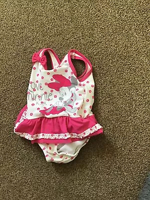 Disney Minnie Mouse Baby Girls Swimsuit  With Integrated Nappy Age 0-3 Months • £0.99